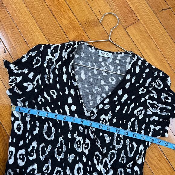 LIU-JO Black White Leopard V-Neck Short Sleeve Dress Size S - Picture 7 of 9
